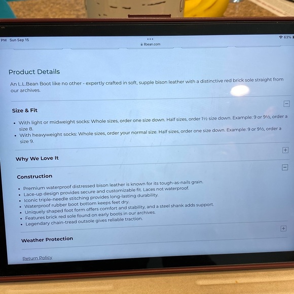 🔥Flash Sale🔥L.L. Bean Boots 8” Bison Leather Rubber Dk Brown Red 6M 274563 Duck - Picture 17 of 17